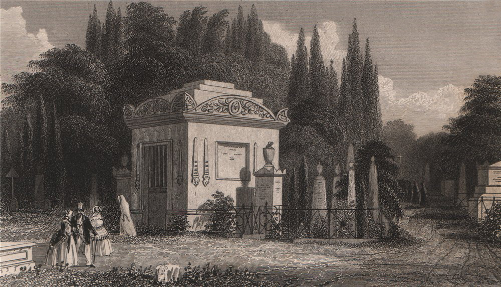 PARIS. Monument, Père Lachaise. BICKNELL 1845 old antique print picture